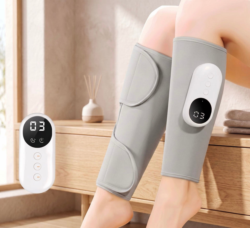Cordless heated air compression leg massager for relaxing at home